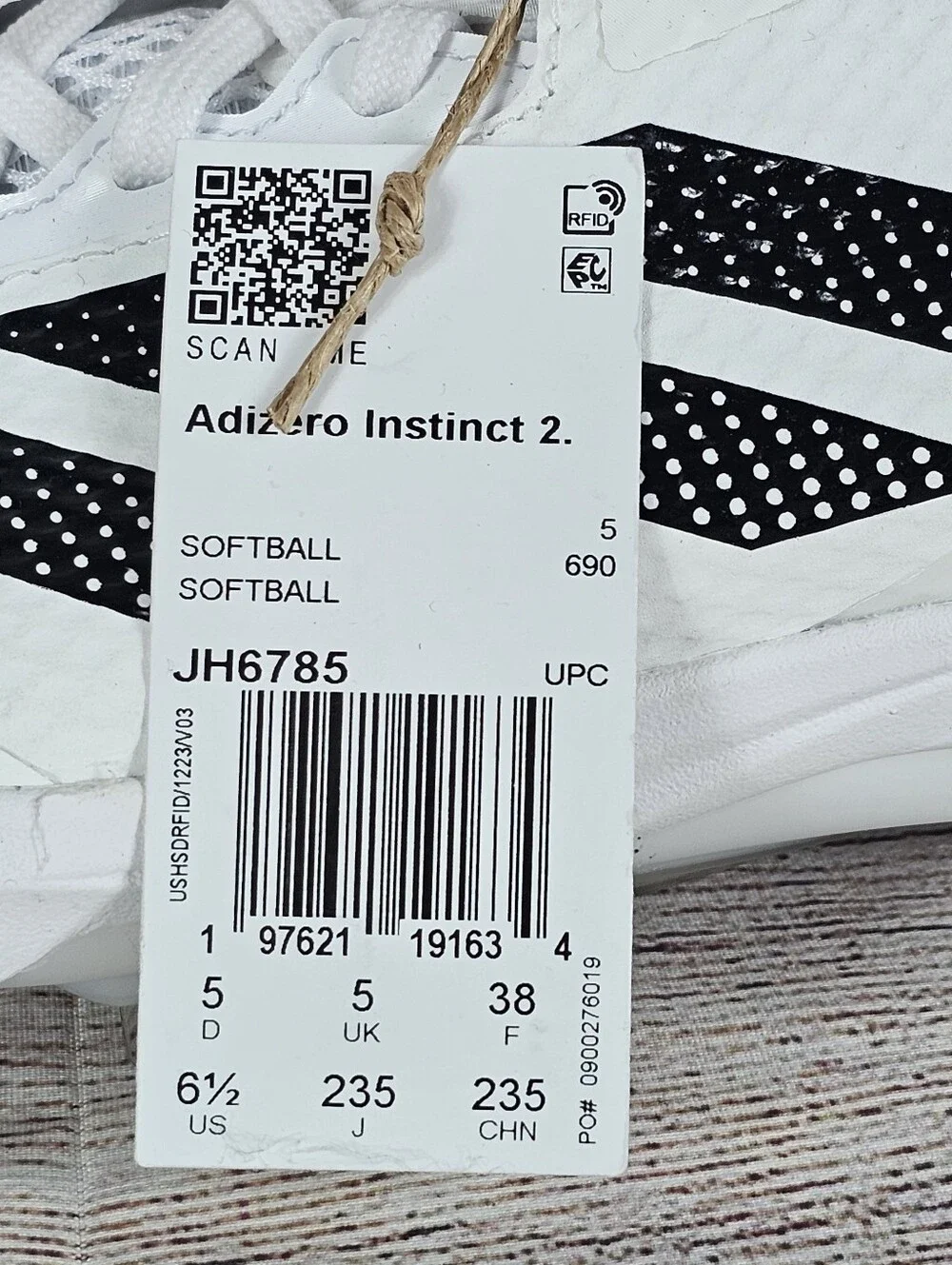 Adidas Adizero Instinct Softball Cleats Women's JH6785 White Black Size 6.5